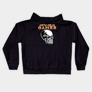 Metalhead Gamer Full Skull Orange Kids Hoodie